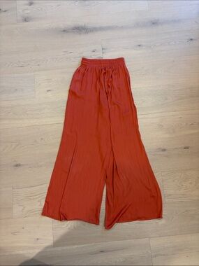 Zara Wide Leg Pants in Rust Red